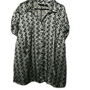 Blue Diamond Plus, Black & White  Button Down Shirt, Size 22